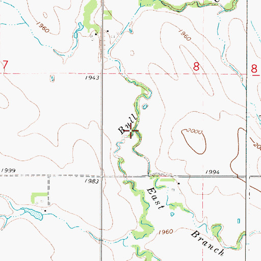Topographic Map of East Branch Bull Creek, SD
