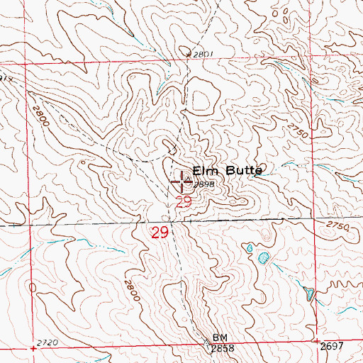 Topographic Map of Elm Butte, SD