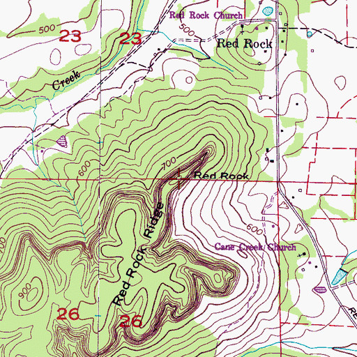 Topographic Map of Red Rock, AL