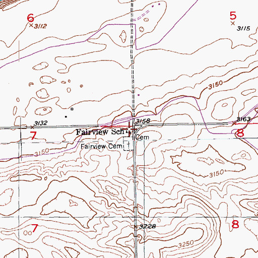 Topographic Map of Fairview School, SD