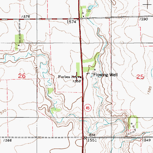 Topographic Map of Forbes School, SD