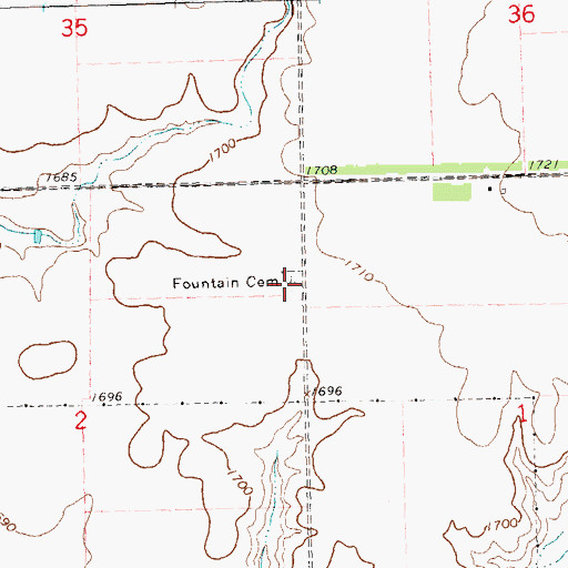 Topographic Map of Fountain Cemetery, SD