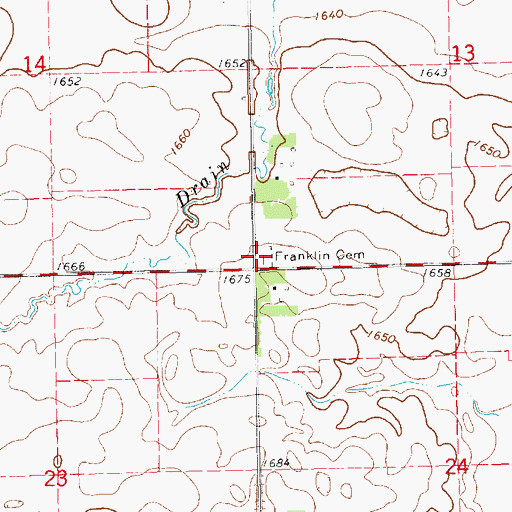 Topographic Map of Franklin Cemetery, SD