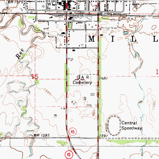 Topographic Map of G A R Cemetery, SD