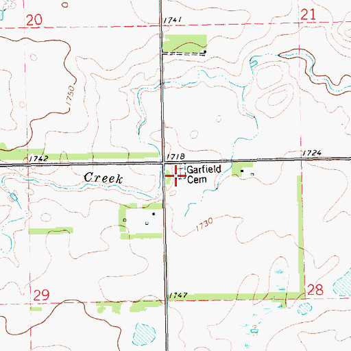 Topographic Map of Garfield Cemetery, SD