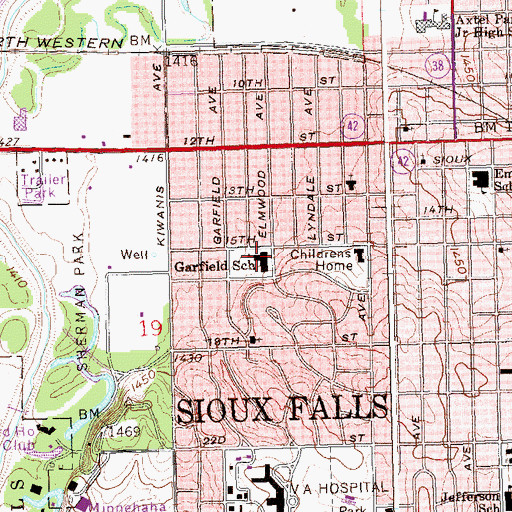 Topographic Map of Garfield Elementary School, SD
