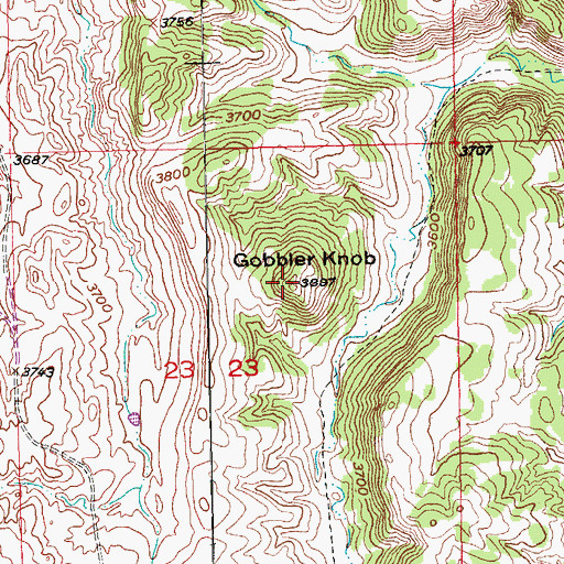 Topographic Map of Gobbler Knob, SD