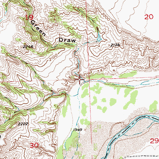 Topographic Map of Green Draw, SD