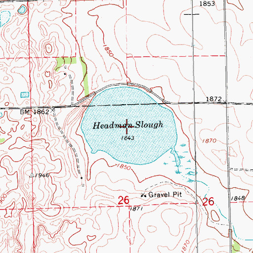 Topographic Map of Headman Slough, SD