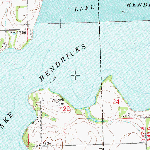 Topographic Map of Lake Hendricks, SD