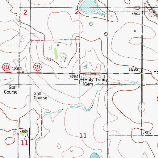 Topographic Map of Holy Trinity Cemetery, SD