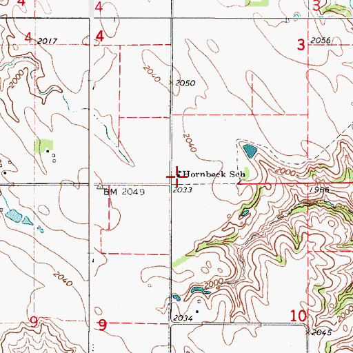 Topographic Map of Hornbeck School, SD