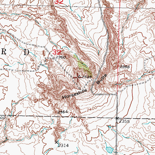 Topographic Map of Horseshoe Butte, SD