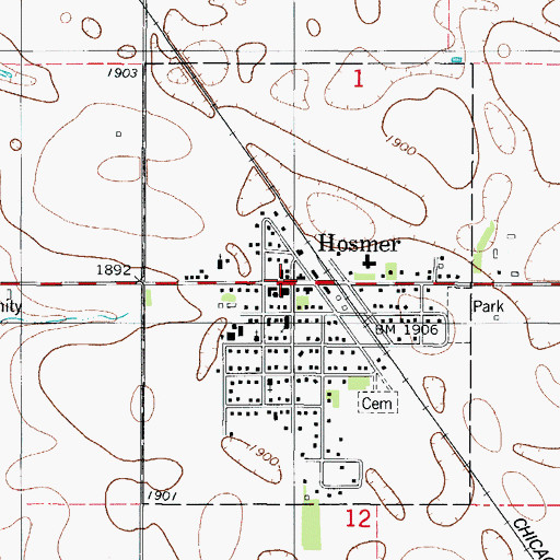 Topographic Map of Hosmer, SD
