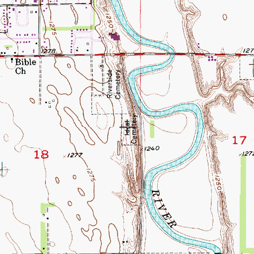 Topographic Map of Ideal Cemetery, SD
