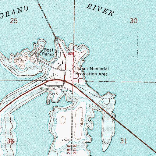 Topographic Map of Indian Memorial Recreation Area, SD