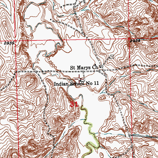 Topographic Map of Indian School Number 11, SD