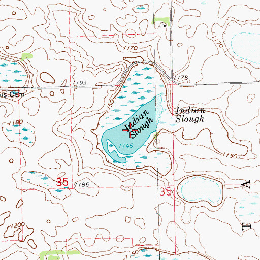 Topographic Map of Indian Slough, SD