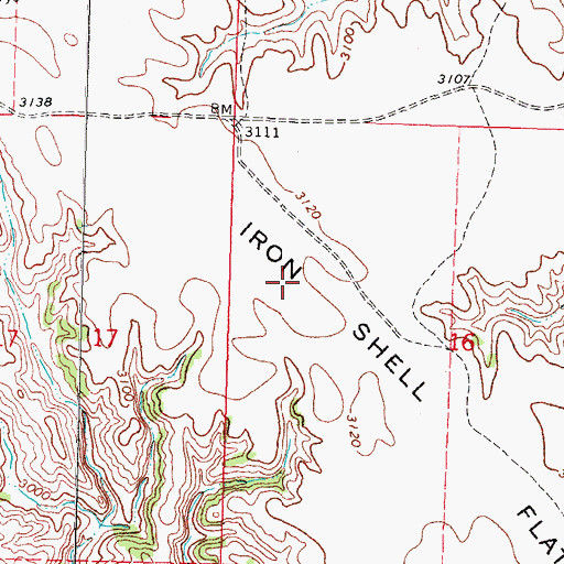 Topographic Map of Iron Shell Flat, SD