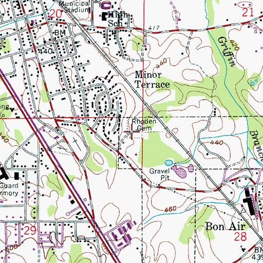 Topographic Map of Rhoden Cemetery, AL