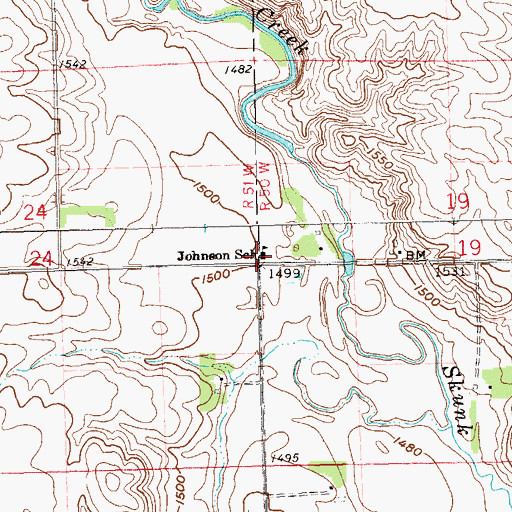 Topographic Map of Johnson School, SD