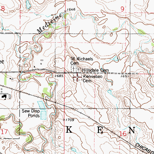 Topographic Map of Kennebec Cemetery, SD