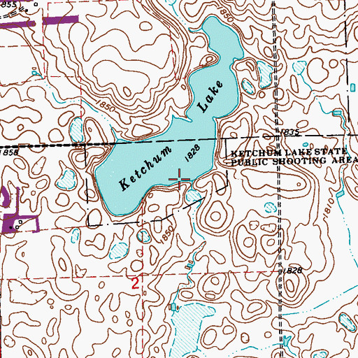 Topographic Map of Ketchum Lake State Public Shooting Area, SD