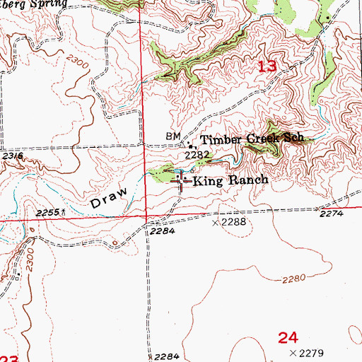 Topographic Map of King Ranch, SD