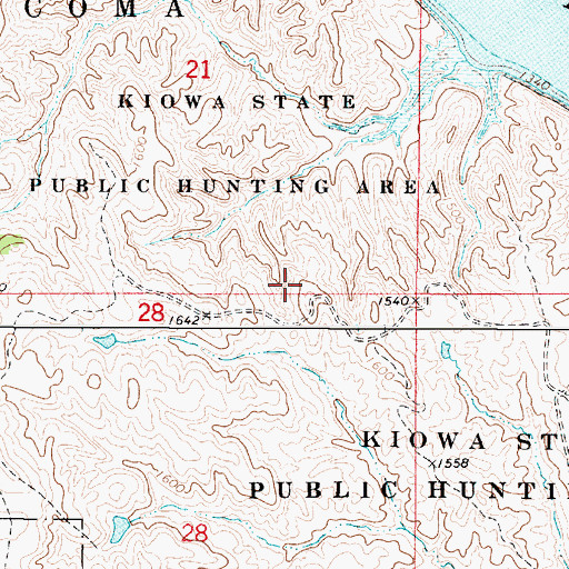 Topographic Map of Kiowa State Public Hunting Area, SD