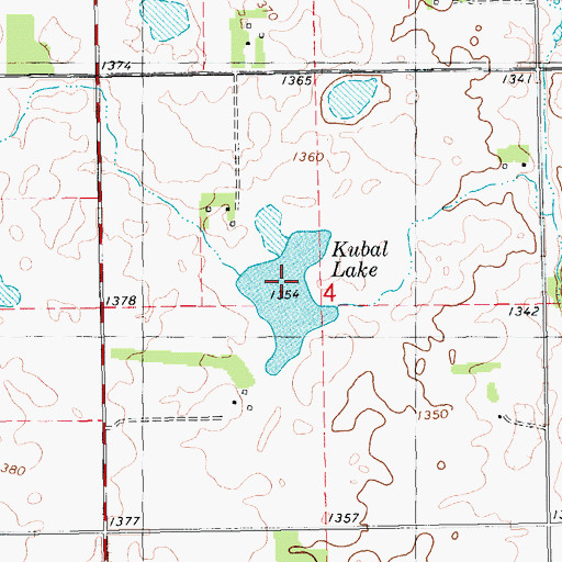 Topographic Map of Kubal Lake, SD