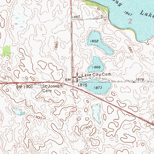 Topographic Map of Lake City Cemetery, SD