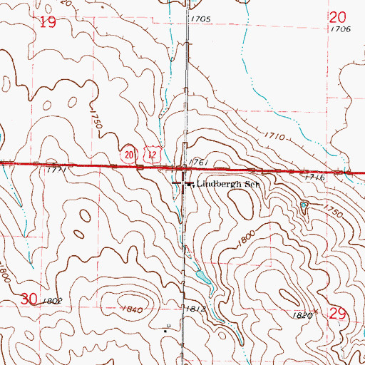 Topographic Map of Lindbergh School, SD