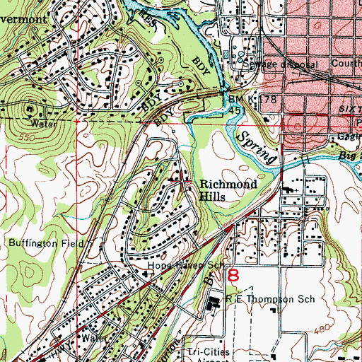 Topographic Map of Richmond Hills, AL