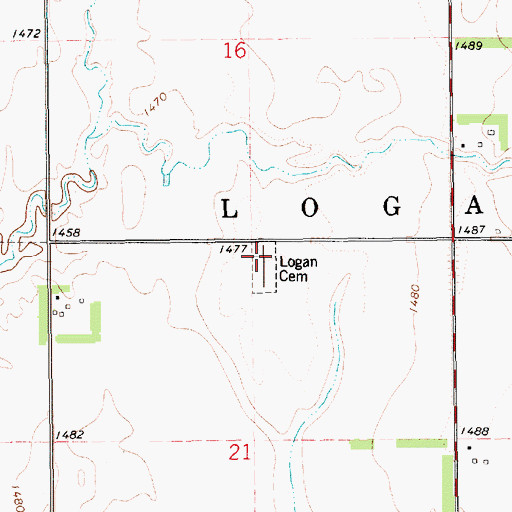 Topographic Map of Logan Cemetery, SD