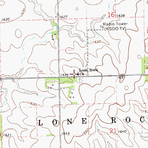 Topographic Map of Lone Creek Church, SD