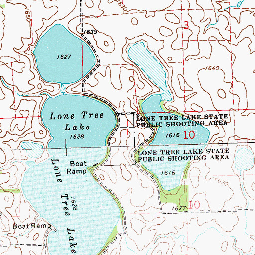 Topographic Map of Lone Tree Lake State Public Shooting Area, SD