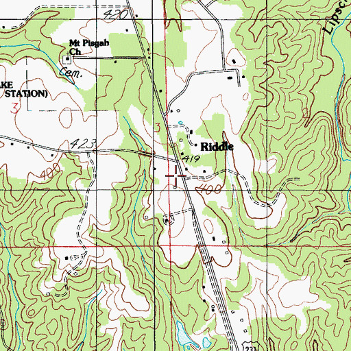 Topographic Map of Riddle, AL