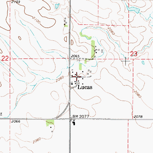 Topographic Map of Lucas, SD