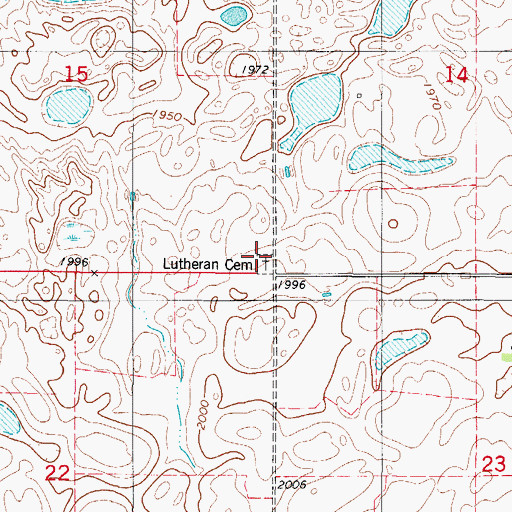 Topographic Map of Salem Lutheran Cemetery, SD