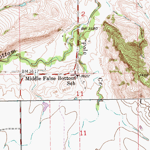 Topographic Map of Middle False Bottom School, SD