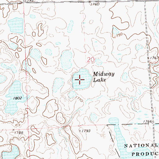 Topographic Map of Midway Lake, SD