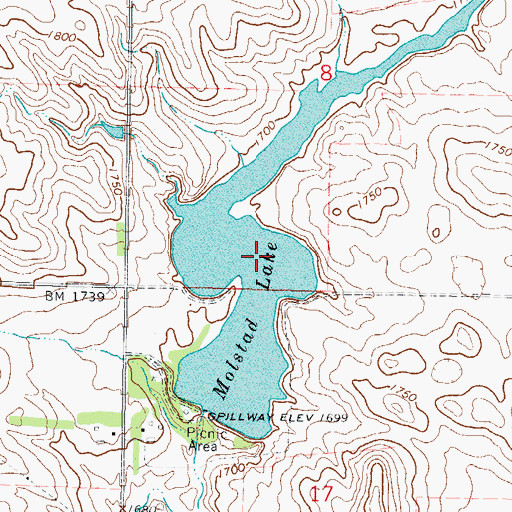 Topographic Map of Molstad Lake, SD