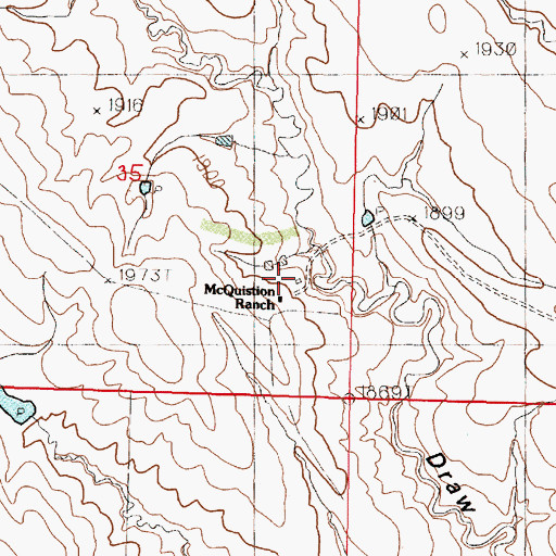 Topographic Map of Monks Ranch, SD