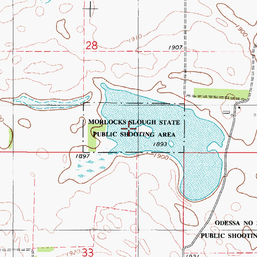 Topographic Map of Morlocks Slough State Public Shooting Area, SD