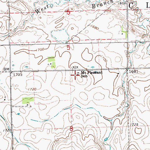 Topographic Map of Mount Pleasant School, SD