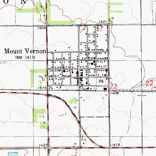 Topographic Map of Mount Vernon, SD