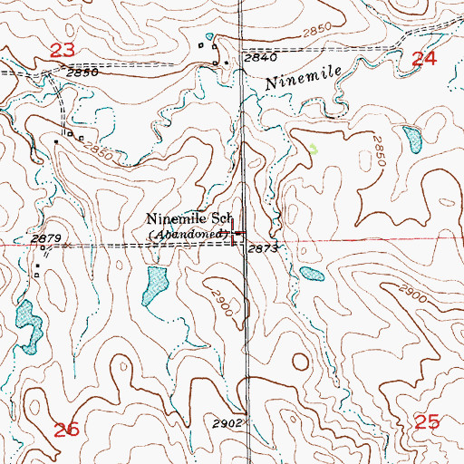 Topographic Map of Ninemile School, SD