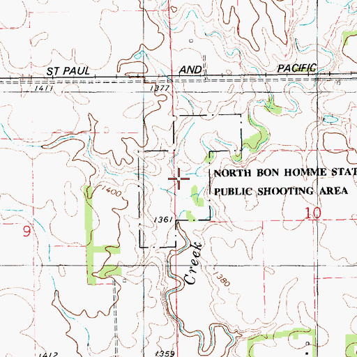 Topographic Map of North Bon Homme State Public Shooting Area, SD