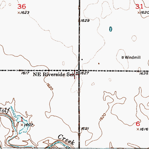 Topographic Map of Northeast Riverside School, SD