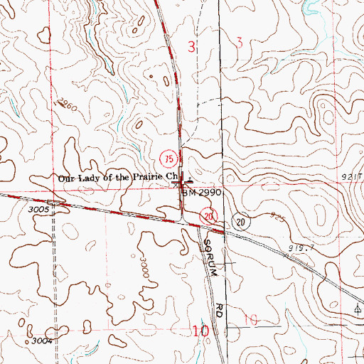 Topographic Map of Our Lady of the Prairie Church, SD